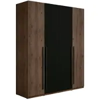 Feldmann-Wohnen Armoire Vénise, armoire de chambre, 179x57x220,5 cm, 4 portes, noyer/noir