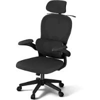 NaiZy , chaise de bureau ergonomique, noire, avec repose-tête 4D, chaise de bureau en mesh réglable en hauteur, supportant un poids jusqu'à 150 kg