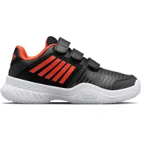 K-swiss Chaussures de Tennis Kids Court Express Strap Omni Jet Black Spicy Orange White-Taille 28