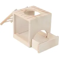 Dehner Accessoires pour petits animaux Tour de terrier Castle, env. 11.5 x 12.5 x 18 cm, bois, naturel