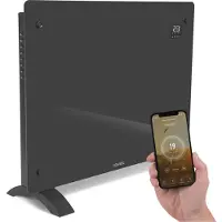 Vonroc Chauffage électrique de luxe - Convecteur - Panneau en verre 1500W Premium - Gris | Commande manuelle et Wi-Fi incl.