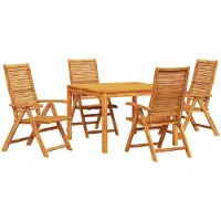 vidaXL Ensemble de jardin pour 5 personnes, en bois d'acacia massif, couleur marron