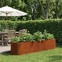 Prolenta Maison Exclusive - Jardinière surélevée pour jardin, en acier résistant aux intempéries, dimensions : 200 x 40 x 40 cm