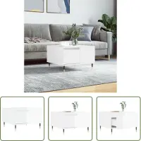 The Living Store Table basse blanc brillant 55x55x36,5 cm bois composite