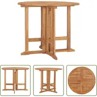 The Living Store Table de jardin pliante Ø90x75 cm en teck massif