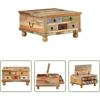 The Living Store Table basse en vieux bois 70x70x38 cm