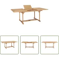 The Living Store Table de jardin à rallonges 150-200 x 100 x 75 cm en teck massif