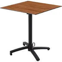 Oviala Table bistrot de jardin carrée inclinable 60cm 4 places chêne foncé - Opera