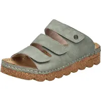 Rieker Mules pour femme à trois lanières avec fermeture velcro et semelle compensée V8780, pointure : 37 EU, couleur : vert