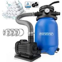 Monzana Filtre à sable MZPF180 5000L/h jusqu'à 15000L piscine avec boules de filtration Vanne 7 voies