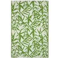 Homescapes Tapis d'extérieur résistant aux intempéries, vert et blanc, 150 x 240 cm, tapis de jardin Zena à motifs floraux, tapis de balcon réversible