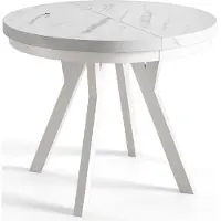 Alpi Möbel AlpiMeble Table de Salle à Manger Evo, Table de Salon Extensible, Lateau Stratifié 36 mm, Pieds Stables, Diamètre 110 cm - Marbre - Collection Evo