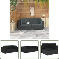 The Living Store Canapés d'angle 2 pcs. avec coussins Poly Rotin Noir