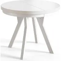 Alpi Möbel AlpiMeble Table de Salle à Manger Evo, Table de Salon Extensible, Lateau Stratifié 36 mm, Pieds Stables, Diamètre 110 cm - Blanc - Collection Evo