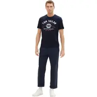 Tom Tailor T-Shirt marine / marron châtaigne / blanc