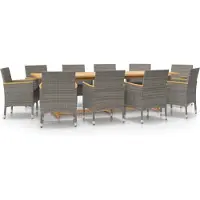Syfax Ensemble à manger de jardin 11 pcs avec coussins Gris