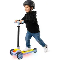 Sun baby LUMI RIDE trottinette pour enfants trottinette à trois roues avec LED, freins arrière, réglable en hauteur, supporte jusqu'à 50kg, pliable bleu