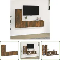 The Living Store Ensemble de meubles TV 3 pièces chêne fumé bois composite