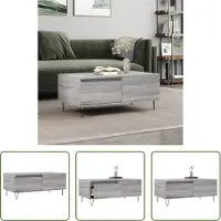 The Living Store Table basse Gris Sonoma 90x50x36,5 cm Bois composite