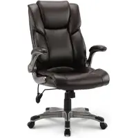 COLAMY Chaise de bureau – Chaise de bureau ergonomique en similicuir, dossier inclinable, accoudoirs réglables et hauteur réglable – Marron