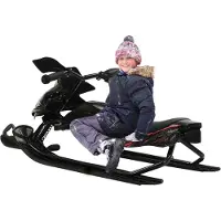 Easybuy Traîneau à neige avec coussin réglable (noir) pour enfants à partir de 3 ans