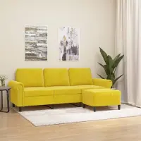 Prolenta Maison Exclusive - Canapé 3 places avec pouf Jaune 180 cm Velours