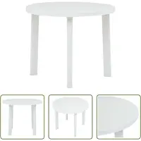 The Living Store Table de jardin blanche 89 cm plastique