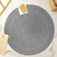 Ayyildiz Hali Ayyildiz Tapis d’extérieur terrasse Gris 200 cm rond d'extérieur, Couleur unique, pour Terasse-Balcon-Cuisine, dos en polypropylène