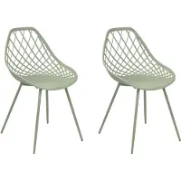 Beliani Lot de 2 chaises de salle à manger vert assise en synthétique pieds en métal dossier en maille design moderne scandinave