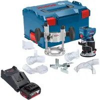 Bosch GKF 18V-8 Professional Affleureuse sans fil 18 V 8,0 mm Brushless + 1x batterie 5,0 Ah + chargeur + unité de plongée + L-Boxx