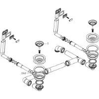 Hansgrohe D15-10 : ensemble manuel de trop-plein et de vidange pour lavabos doubles, en acier inoxydable