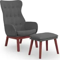 vidaXL Fauteuil relax avec pouf Tissu gris foncé