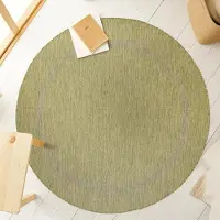 Ayyildiz Hali Ayyildiz Tapis d’extérieur terrasse Vert 160 cm rond d'extérieur, Couleur unique, pour Terasse-Balcon-Cuisine, dos en polypropylène
