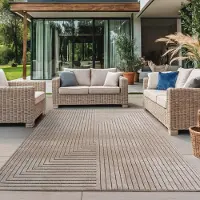 Ayyildiz Hali Ayyildiz Tapis d’extérieur terrasse Beige 240x340 cm intérieur et extérieur Salon, chambre à coucher, Jardin d'hiver, Poil court, Effet haut-bas, doux et lavable, facile