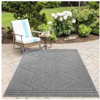 Ayyildiz Hali Ayyildiz Tapis d’extérieur terrasse Gris 80x150 cm Balcon Cuisines Terrasses Outdoor Indoor géométrique zigzag à carreaux
