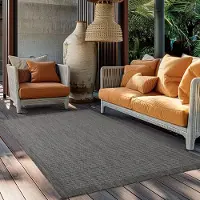 Ayyildiz Hali Ayyildiz Tapis d’extérieur terrasse Noir 60x100 cm d'extérieur, Unicolor, pour Terasse-Balcon-Cuisine, dos en polypropylène