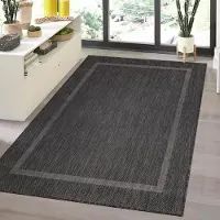 Ayyildiz Hali Ayyildiz Tapis d’extérieur terrasse Noir 60x100 cm d'extérieur, Couleur unique, pour Terasse-Balcon-Cuisine, dos en polypropylène