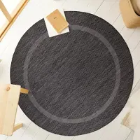 Ayyildiz Hali Ayyildiz Tapis d’extérieur terrasse Noir 160 cm rond d'extérieur, Couleur unique, pour Terasse-Balcon-Cuisine, dos en polypropylène