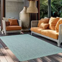 Ayyildiz Hali Ayyildiz Tapis d’extérieur terrasse Bleu 80x150 cm d'extérieur, Unicolor, pour Terasse-Balcon-Cuisine, dos en polypropylène