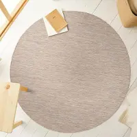 Ayyildiz Hali Ayyildiz Tapis d’extérieur terrasse Beige 200 cm rond d'extérieur, Couleur unique, pour Terasse-Balcon-Cuisine, dos en polypropylène