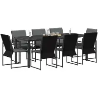vidaXL Ensemble de jardin , 9 pièces, noir et anthracite, 200 x 80 x 73 cm