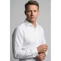 Olymp Chemise Coupe Cintrée Poignets Double Ecru Blanc cassé taille 39
