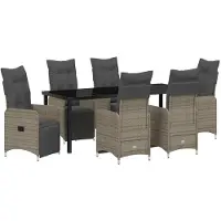 vidaXL Ensemble de jardin 7 pcs Gris Poly-Rotin