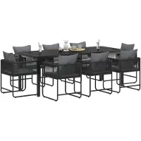 vidaXL Ensemble de jardin , 9 pièces, noir et anthracite, 200 x 80 x 73 cm