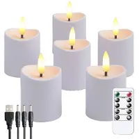 Wella Bougies LED, Bougies Sans Flamme Vacillante, Bougie Rechargeable, Bougies en Cire Véritable avec Télécommande, Blanc