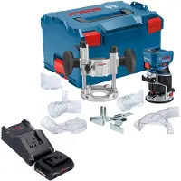 Bosch GKF 18V-8 Professional Affleureuse sans fil 18 V 8,0 mm Brushless + 1x batterie ProCORE 4,0 Ah + chargeur + unité d'immersion + L-Boxx