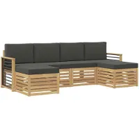 vidaXL Ensemble de salon de jardin 6 pièces, blanc et anthracite, en polyester