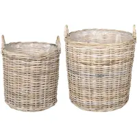 vidaXL Panier À Plantes Avec Stockage 2 Pcs Gris Rotin Lacak