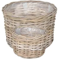vidaXL Panier À Plantes Avec Stockage 2 Pcs Gris Rattan Kubu