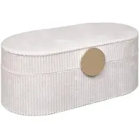 Atmosphera Boîte à bijoux de voyage velours côtelé blanc 13x10x25.5cm